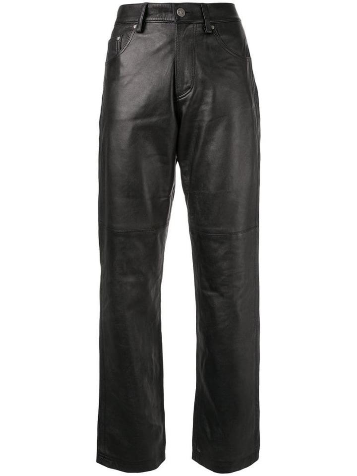 Versace Pre-owned Leather Straight Jeans - Black