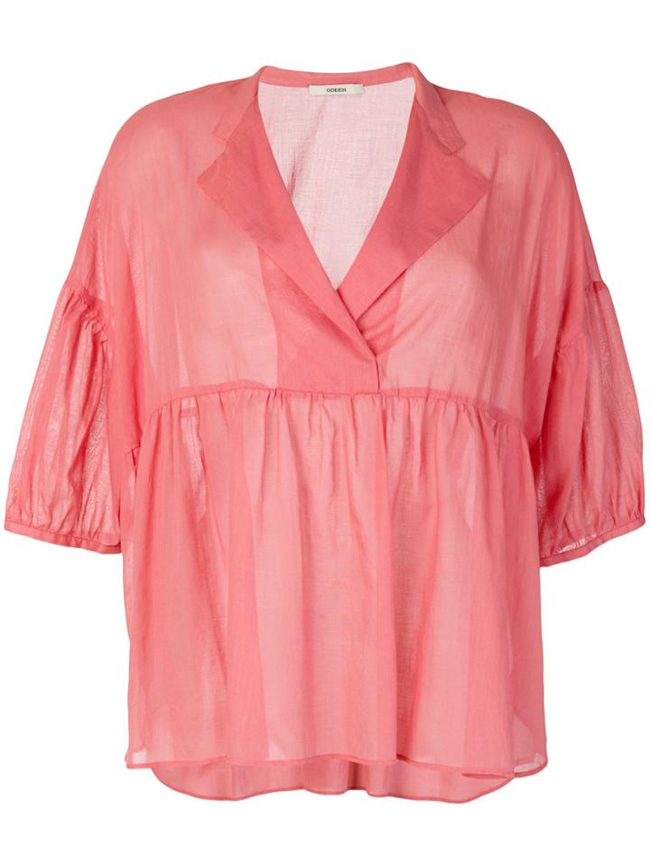Odeeh Peplum Hem Blouse - Pink & Purple