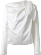 Haider Ackermann Draped Long Sleeve Blouse, Women's, Size: 36, White, Silk/cotton