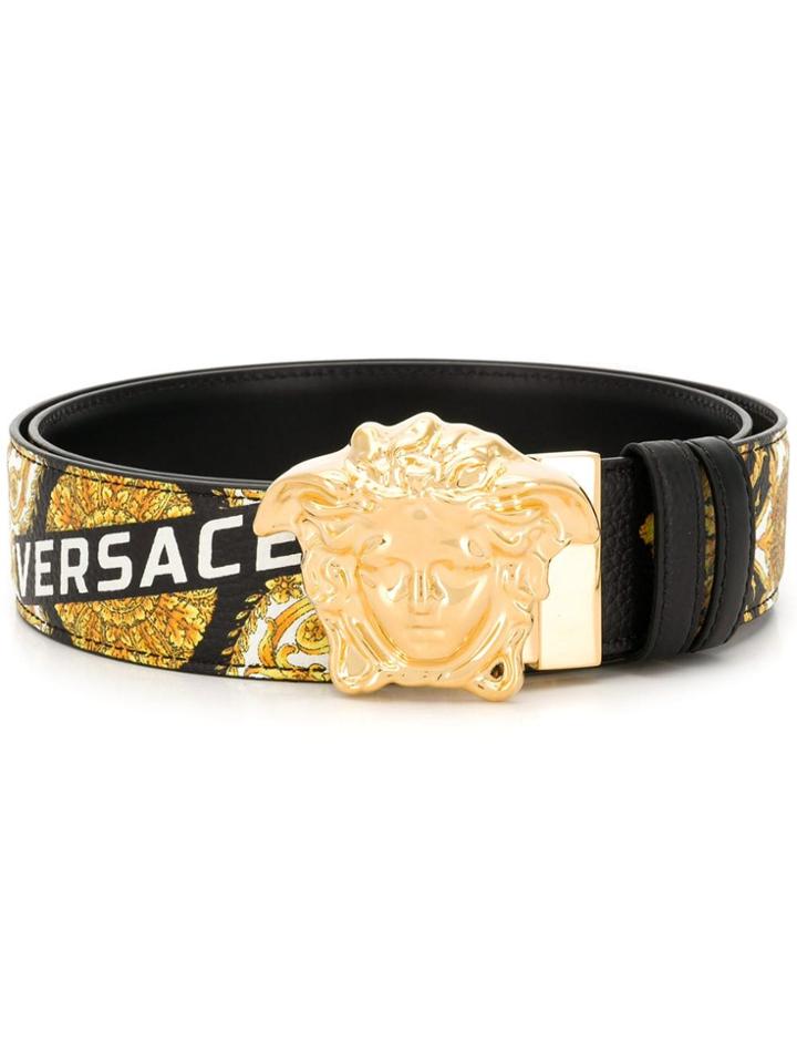 Versace Barocco Print Medusa Belt - Black