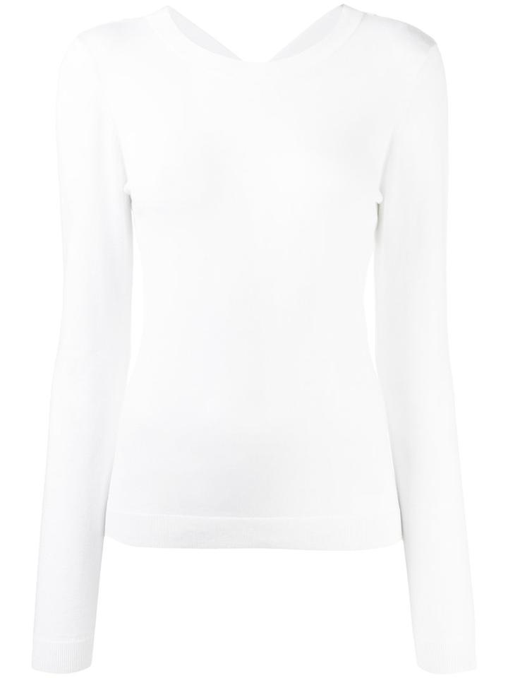 Michael Michael Kors Criss Cross Back Jumper, Women's, Size: Medium, White, Nylon/polyester/viscose/cashmere
