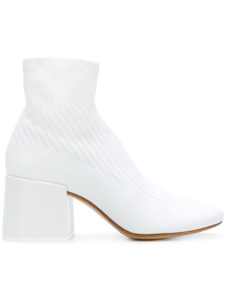 Mm6 Maison Margiela Flare-heel Ankle Boots - White