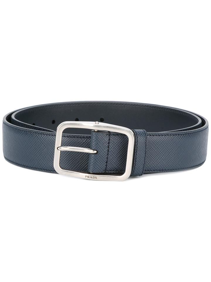 Prada - Classic Belt - Men - Calf Leather - 90, Blue, Calf Leather