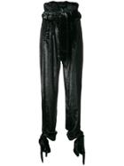 Attico Paperbag Waist Velvet Trousers - Black
