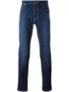 Jacob Cohen Contrast Stitching Straight Leg Jeans, Men's, Size: 38, Blue, Cotton/spandex/elastane