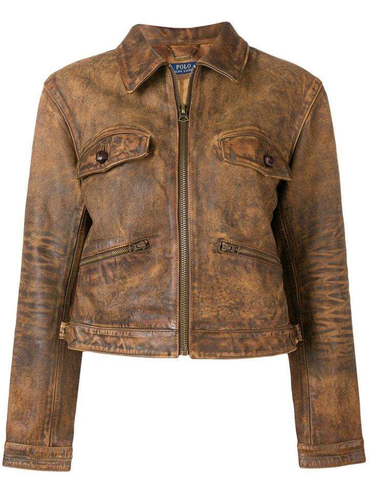 Polo Ralph Lauren Zipped Leather Jacket - Brown