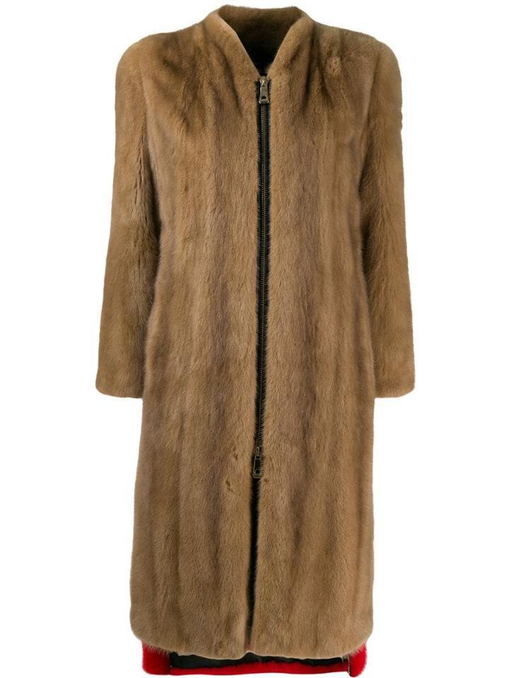 Philipp Plein Colour Block Long Coat - Brown