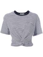 T By Alexander Wang Striped Cropped T-shirt, Women's, Size: Large, Black, Cotton