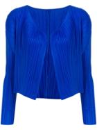 Pleats Please By Issey Miyake Pleated Cropped Jacket - Blue