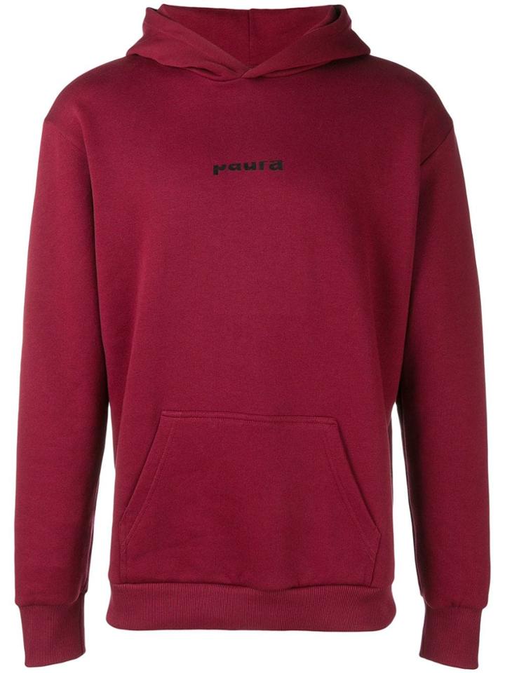Paura Logo Print Hoodie - Red