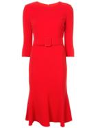 Oscar De La Renta Belted Fishtail Shift Dress - Red