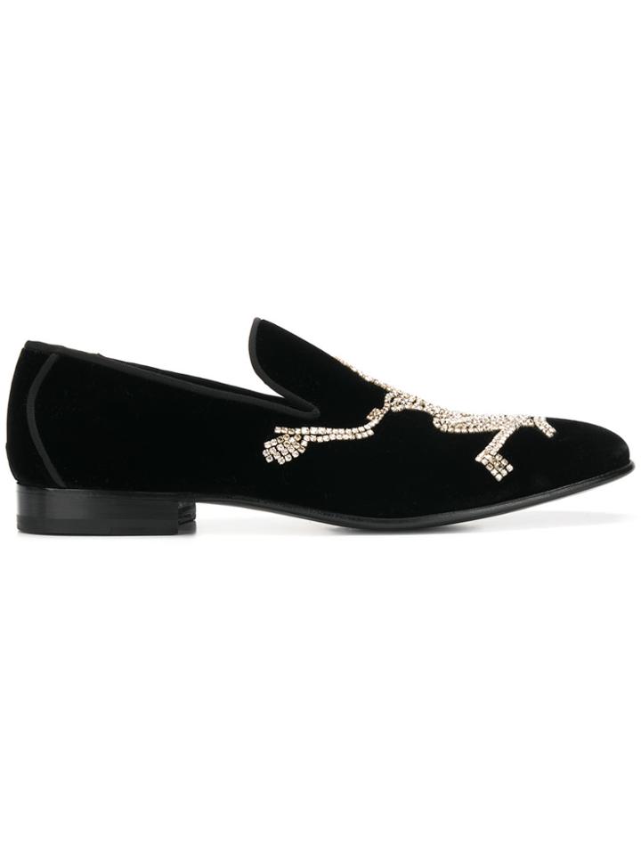 Alexander Mcqueen Dancing Skeleton Loafers - Black