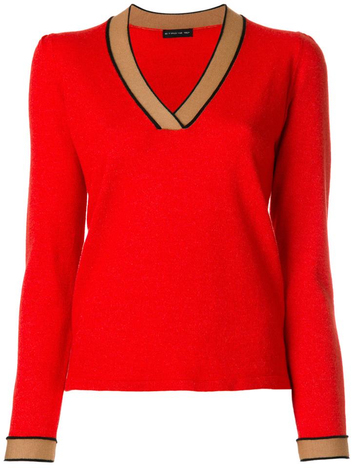 Etro Contrast V-neck Jumper - Yellow & Orange