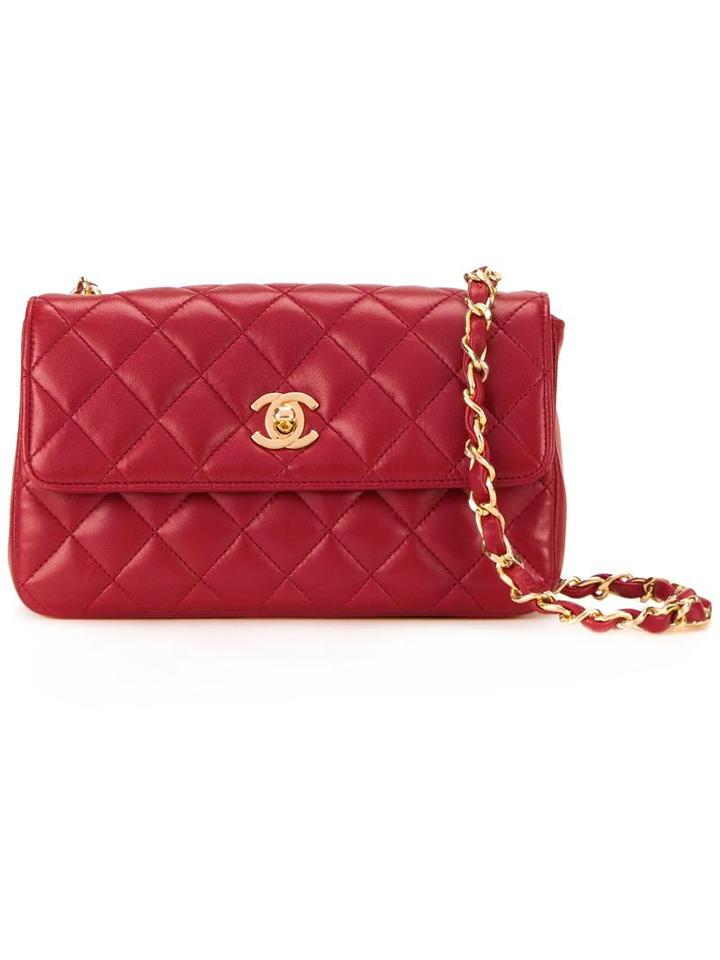 Chanel Vintage Mini Cc Quilted Bag, Women's, Red