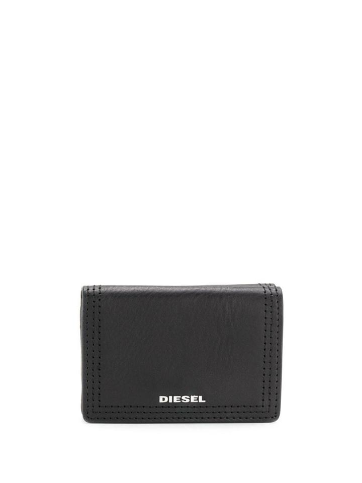 Diesel Small Tri-fold Wallet In Leather - Black