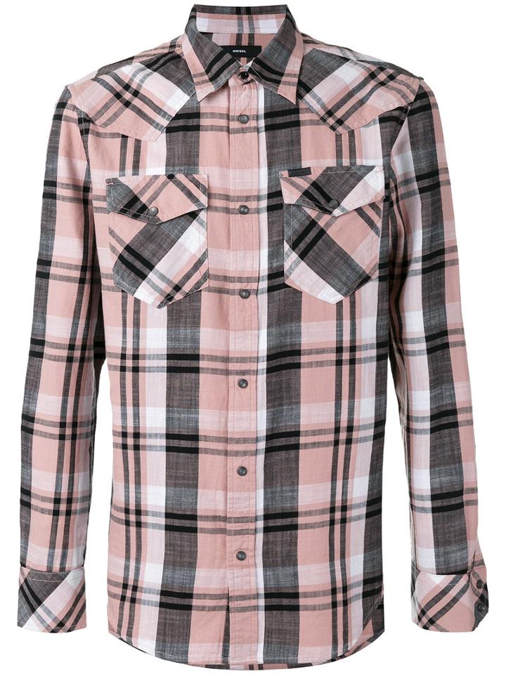 Diesel Checked Shirt, Men's, Size: Xl, Pink/purple, Cotton