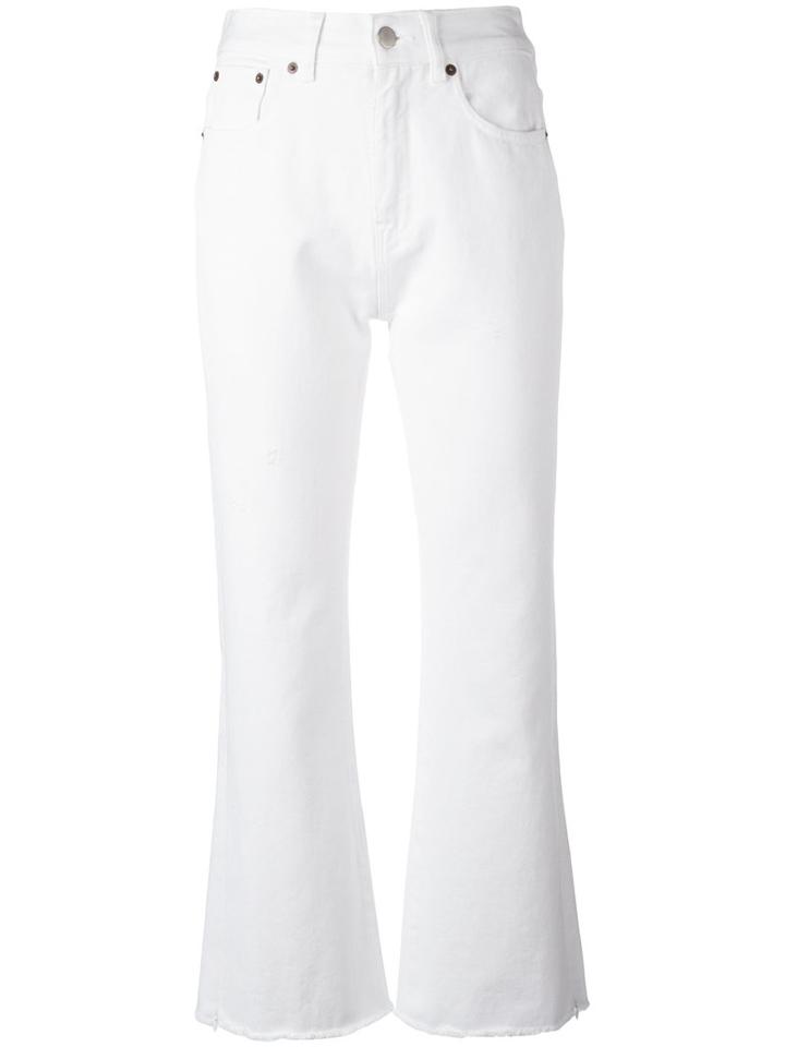 Mm6 Maison Margiela Cropped Flared Jeans, Women's, Size: 42, White, Cotton