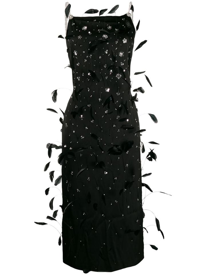 Magda Butrym Abu Zabi Feather Trimmed Dress - Black