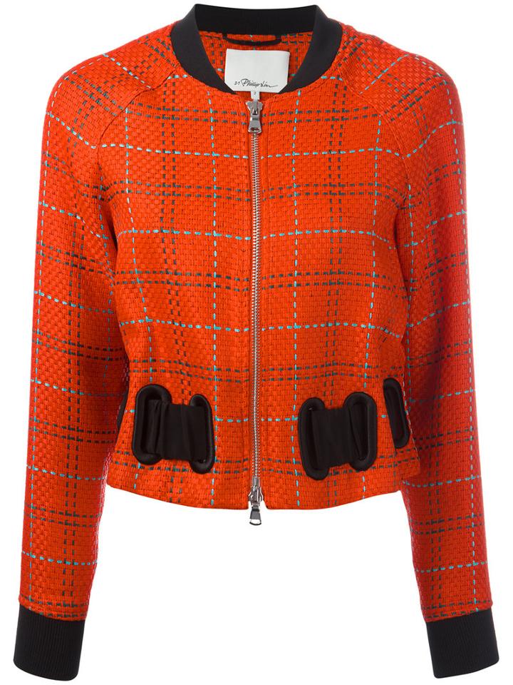 3.1 Phillip Lim - Plaid Bomber Jacket - Women - Silk/linen/flax/viscose - 4, Women's, Red, Silk/linen/flax/viscose