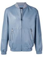 Yves Salomon Lambskin Bomber Jacket - Blue