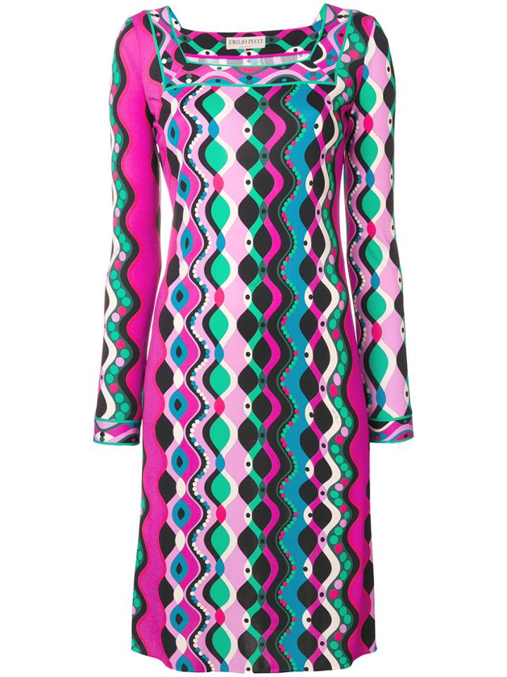 Emilio Pucci Abstract Print Short Dress - Pink & Purple