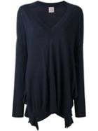 Nude - V-neck Flared Pullover - Women - Polyamide/viscose/wool/polyacrylic - 40, Blue, Polyamide/viscose/wool/polyacrylic