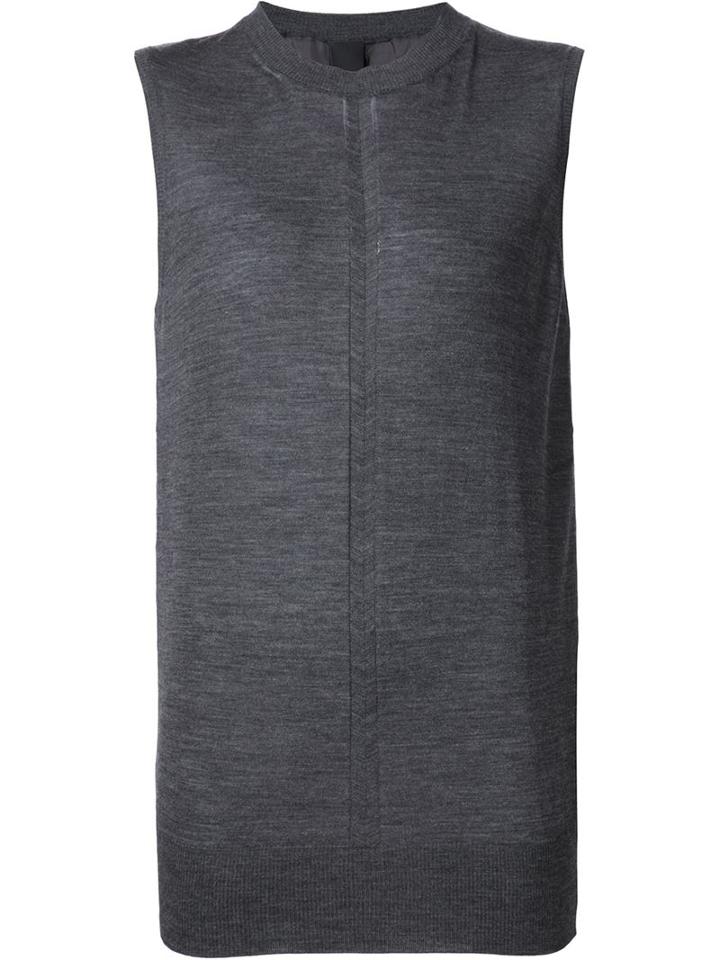 Vera Wang Contrast Panel Sleeveless Jumper, Women's, Size: Large, Grey, Silk/wool