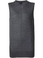 Vera Wang Contrast Panel Sleeveless Jumper, Women's, Size: Large, Grey, Silk/wool