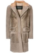 Blancha Slim-fit Fur Coat - Grey