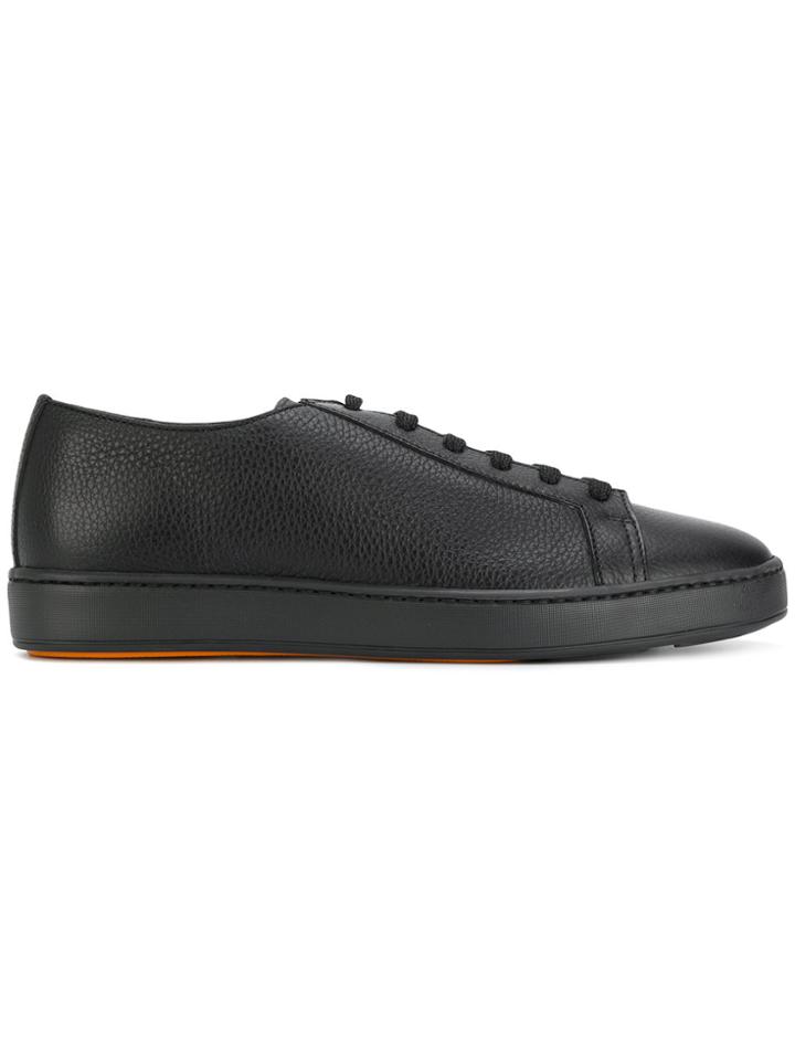 Santoni Textured Lace Up Sneakers - Black