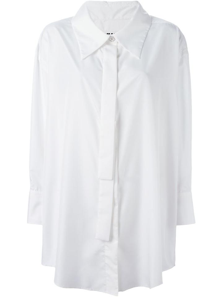Mm6 Maison Margiela Loose Fit Long Shirt, Women's, Size: 42, White, Polyester