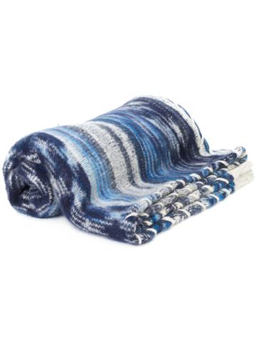 The Elder Statesman Pattern Knit Scarf - Blue
