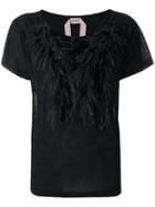 No21 Feather Trim T-shirt - Black
