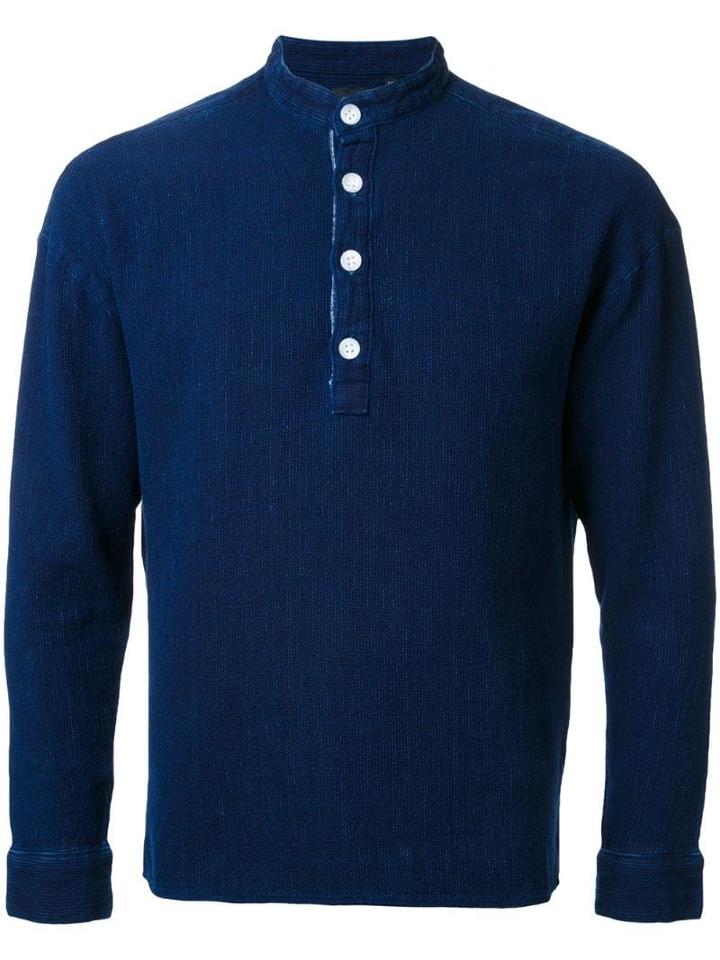 Biro Waffle Knit Henley Top - Blue