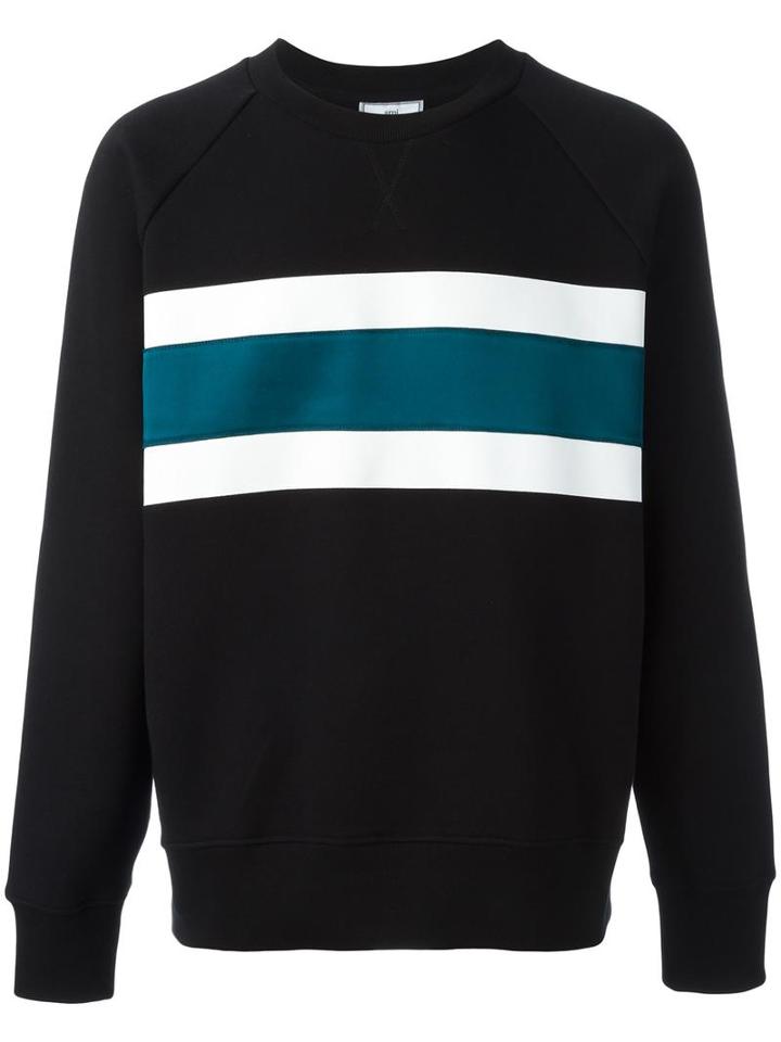 Ami Alexandre Mattiussi Oversized Crew Neck Sweatshirt, Men's, Size: Medium, Black, Cotton/polyamide/acrylic