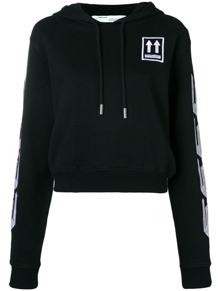 Off-white Embroidered Hoodie - Black