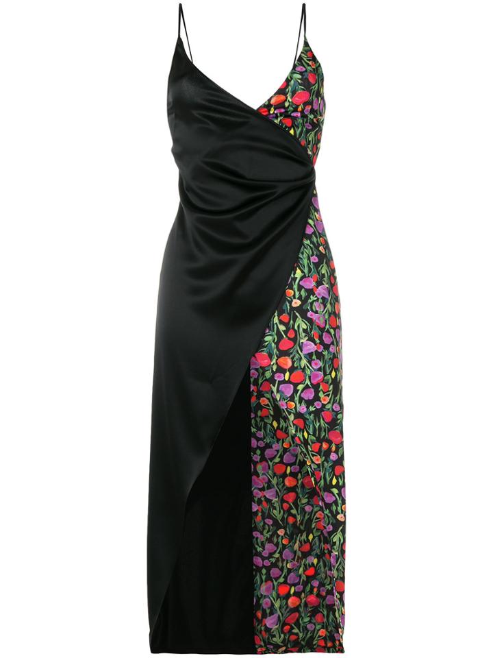 Ssheena Floral Wrap Midi Dress - Black