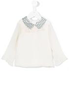 Hucklebones London - Long Sleeved Contrast Collar Top - Kids - Polyester/acetate - 12 Yrs, Girl's, White