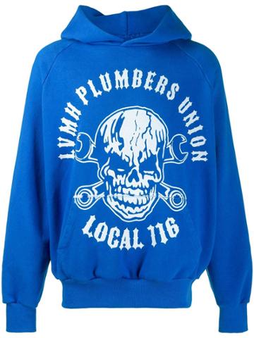 Warren Lotas Plumbers Union Print Hoodie - Blue