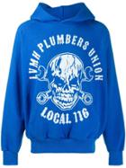 Warren Lotas Plumbers Union Print Hoodie - Blue