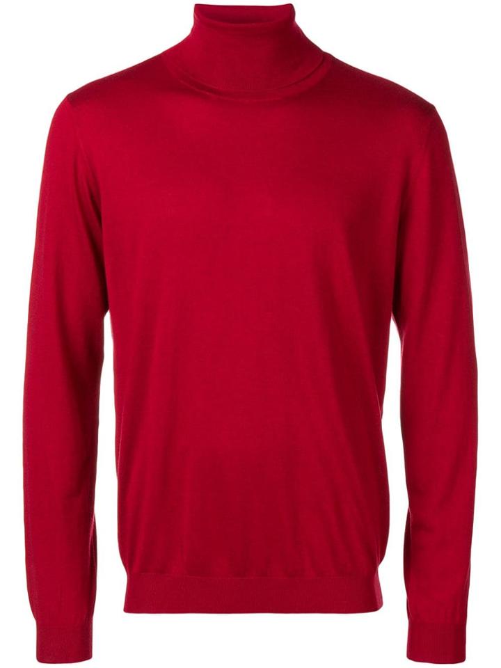 Laneus Cashmere Turtleneck Top - Red