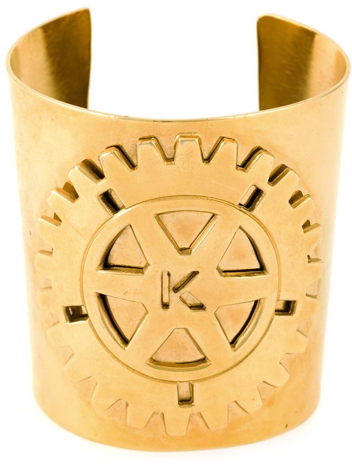 Krizia Vintage Embossed Logo Cuff - Metallic
