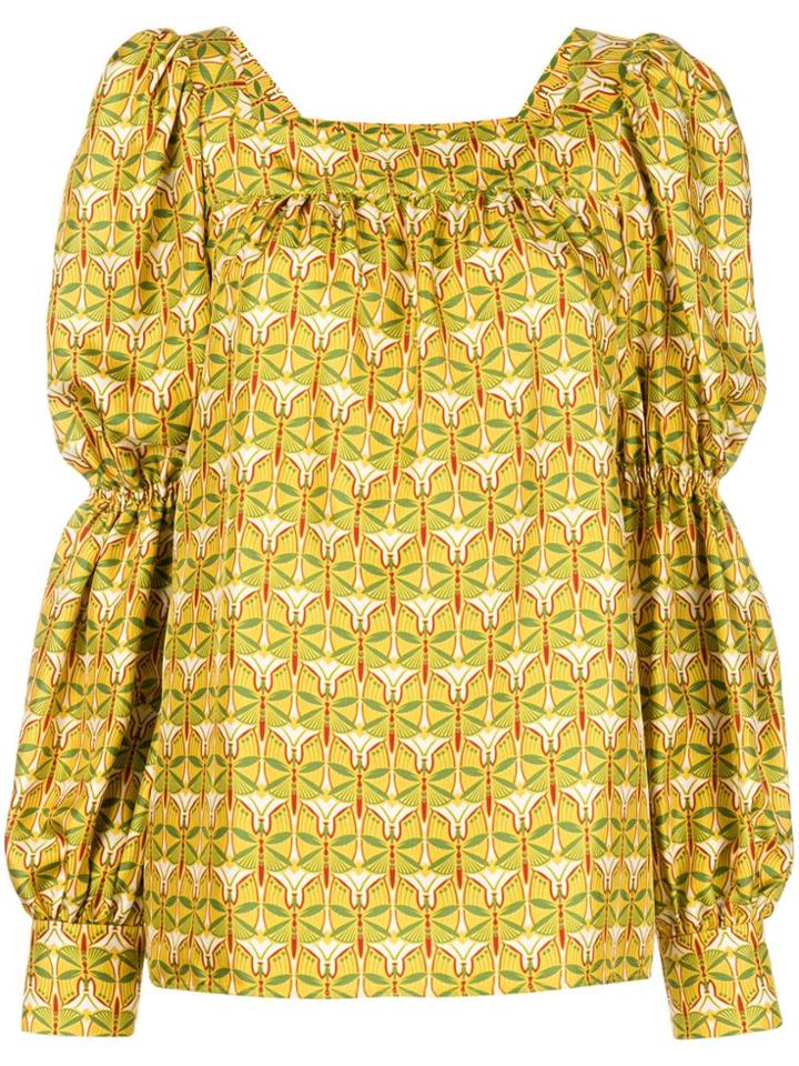La Doublej Peasant Blouse - Yellow & Orange