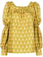 La Doublej Peasant Blouse - Yellow & Orange