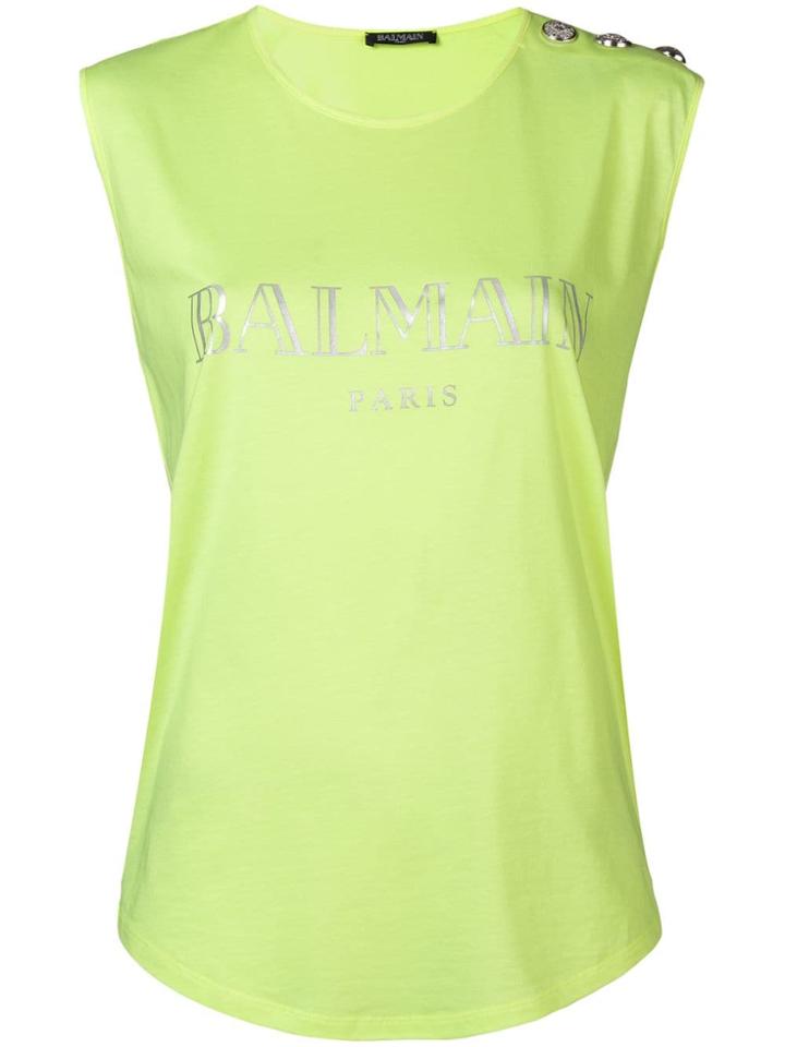 Balmain Sleeveless Logo Top - Yellow & Orange