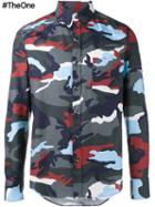 Moncler Gamme Bleu Camouflage Print Shirt, Men's, Size: 4, Blue, Cotton