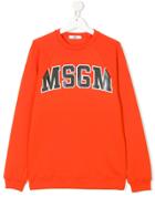 Msgm Kids Teen Logo Print Sweatshirt - Orange