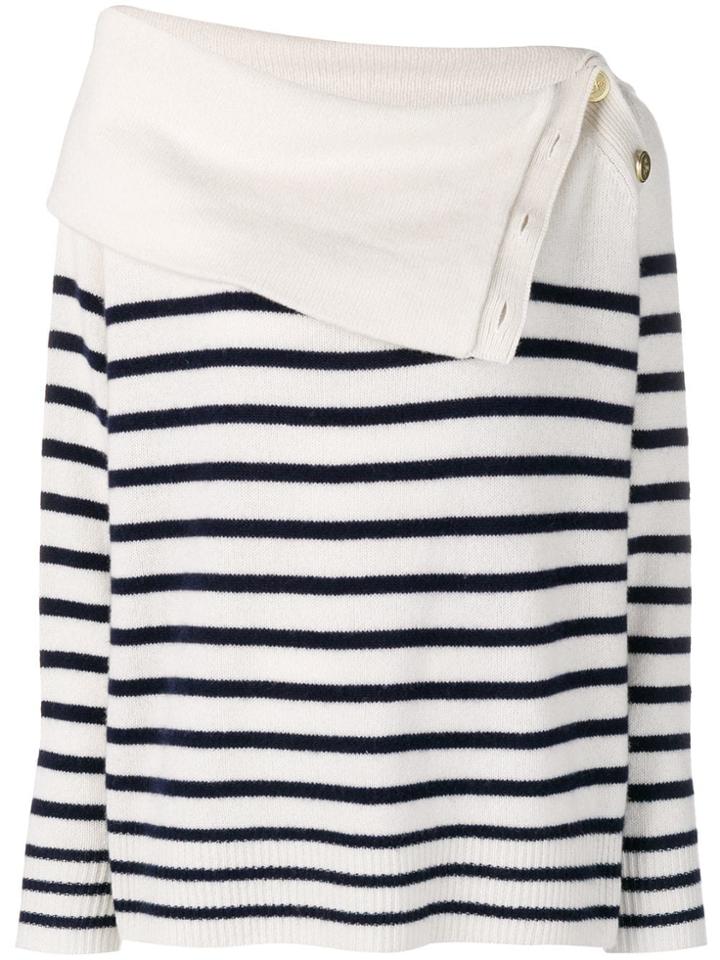 Mes Demoiselles Roll Neck Striped Jumper - White