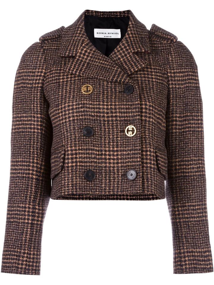 Sonia Rykiel Tweed Cropped Jacket, Women's, Size: 38, Black, Cupro/wool/alpaca