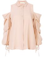 L'autre Chose Exposed Shoulder Blouse - Nude & Neutrals